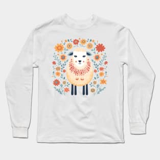 Scandinavian Folk Art Sheep Long Sleeve T-Shirt